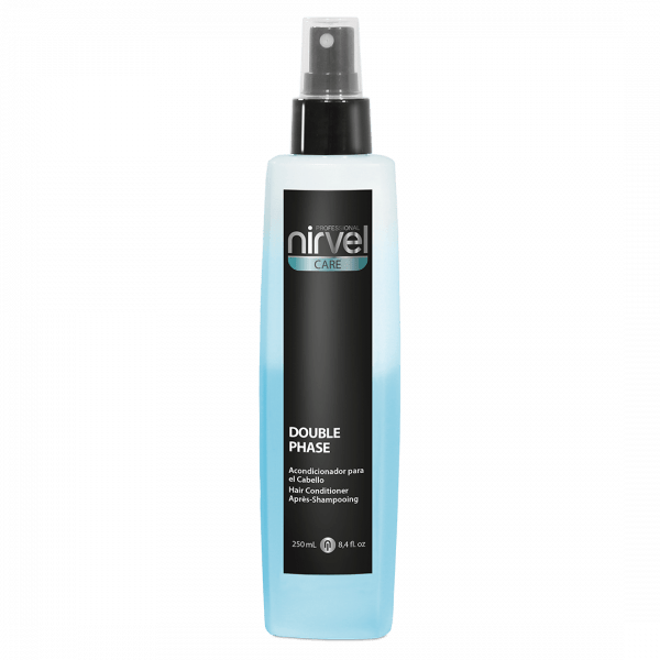 Nirvel Double Phase Leave in balsamspray som inte ska sköljas ut. Återfuktar, skyddar och reparerar skadat hår genom att verka direkt på hårets inre struktur. Detta ger dig ett mjukt, slätt och glänsande hår.